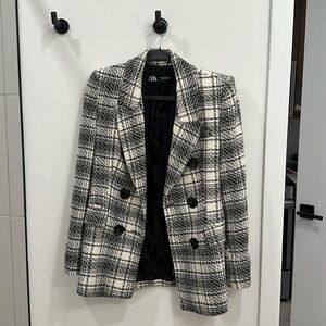 Zara Textured Plaid Blazer